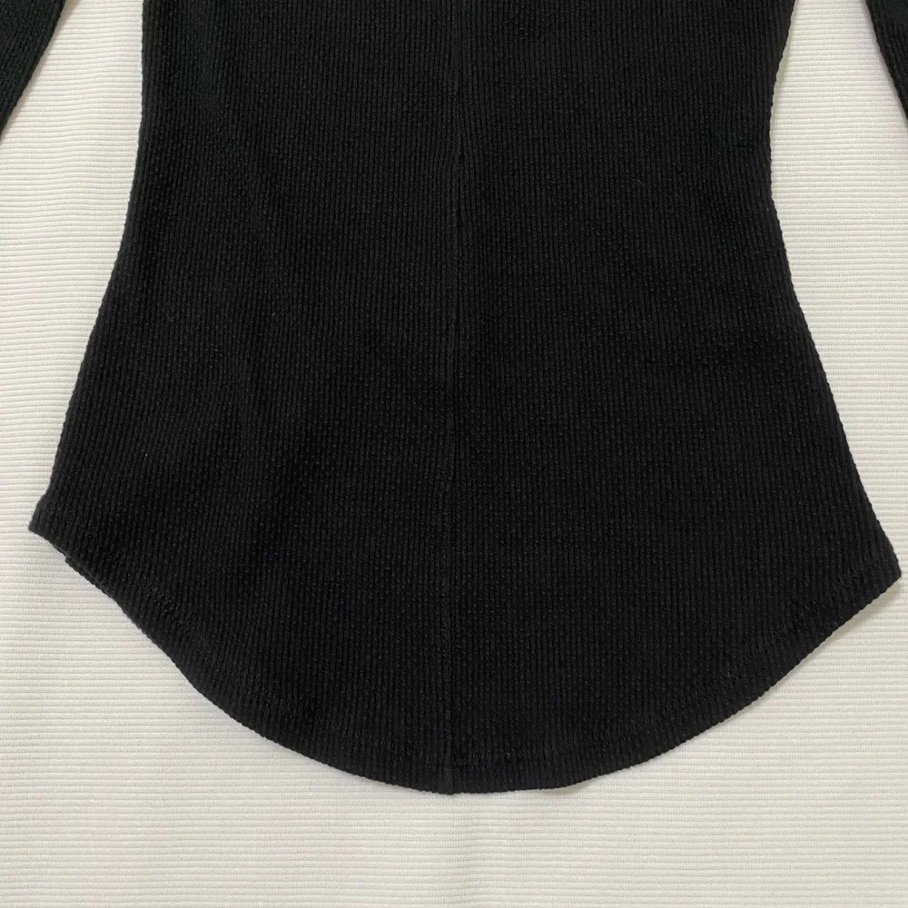 Free People Black Long Sleeve Top with Striped Wrist Details - Picture 8 of 10